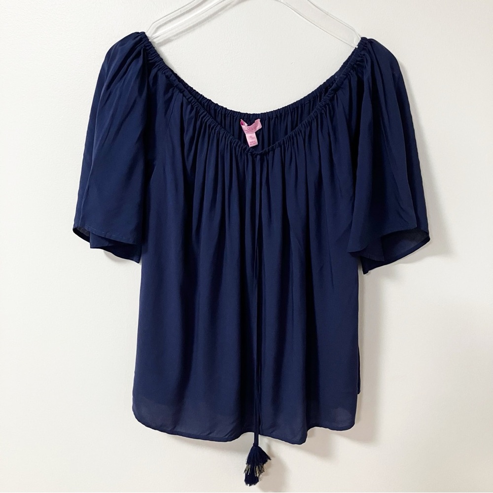 Lilly Pulitzer | Blue Sain Off The Shoulder Blouse XL Beach Summer Vacation